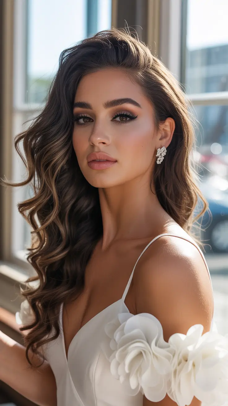 Best wedding hairstyles 2026 Side Swept Waves for Long Hair