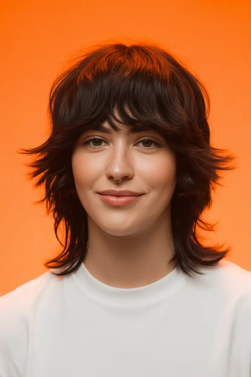 wolf haircut medium length Soft Midnight Layers