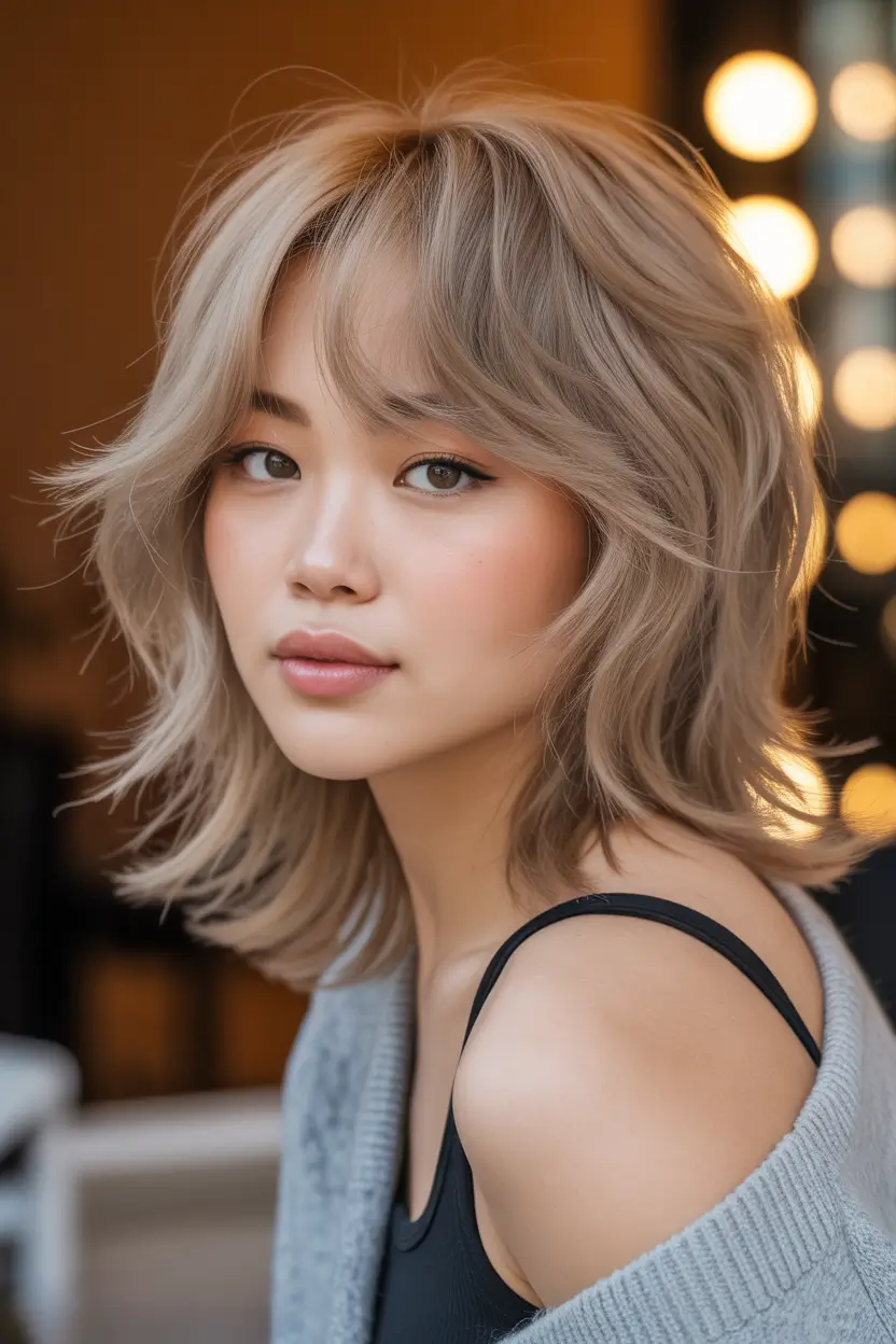 wolf haircut medium Smoky Beige Flow