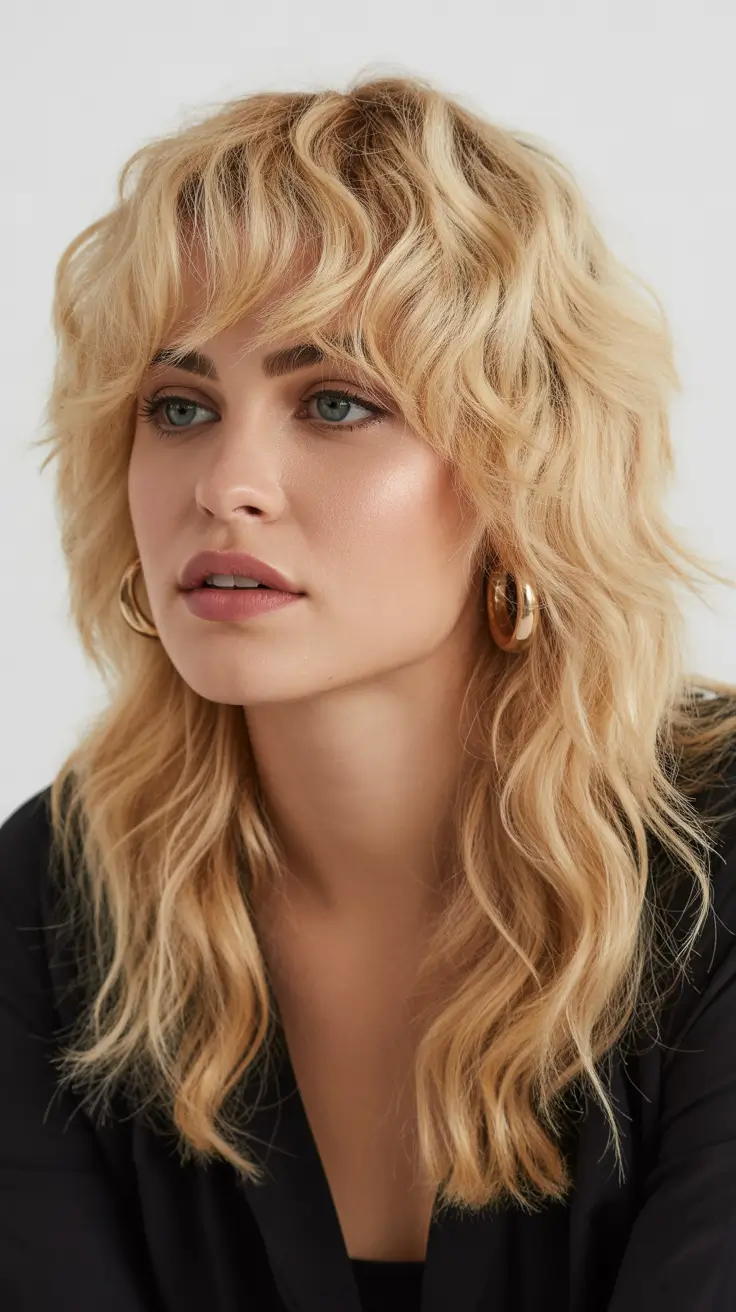 wolf haircut long Sunlit Blonde Waves