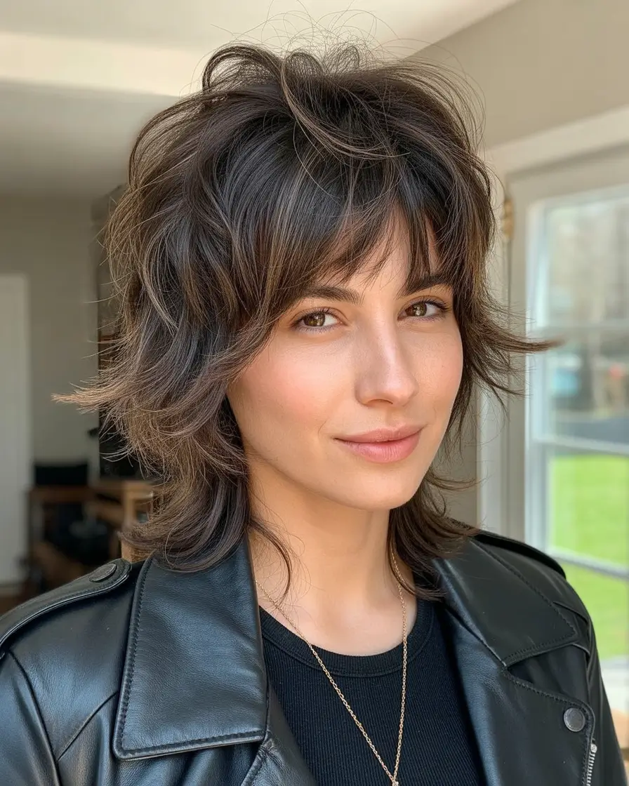 wolf haircut short Textured Espresso Shag