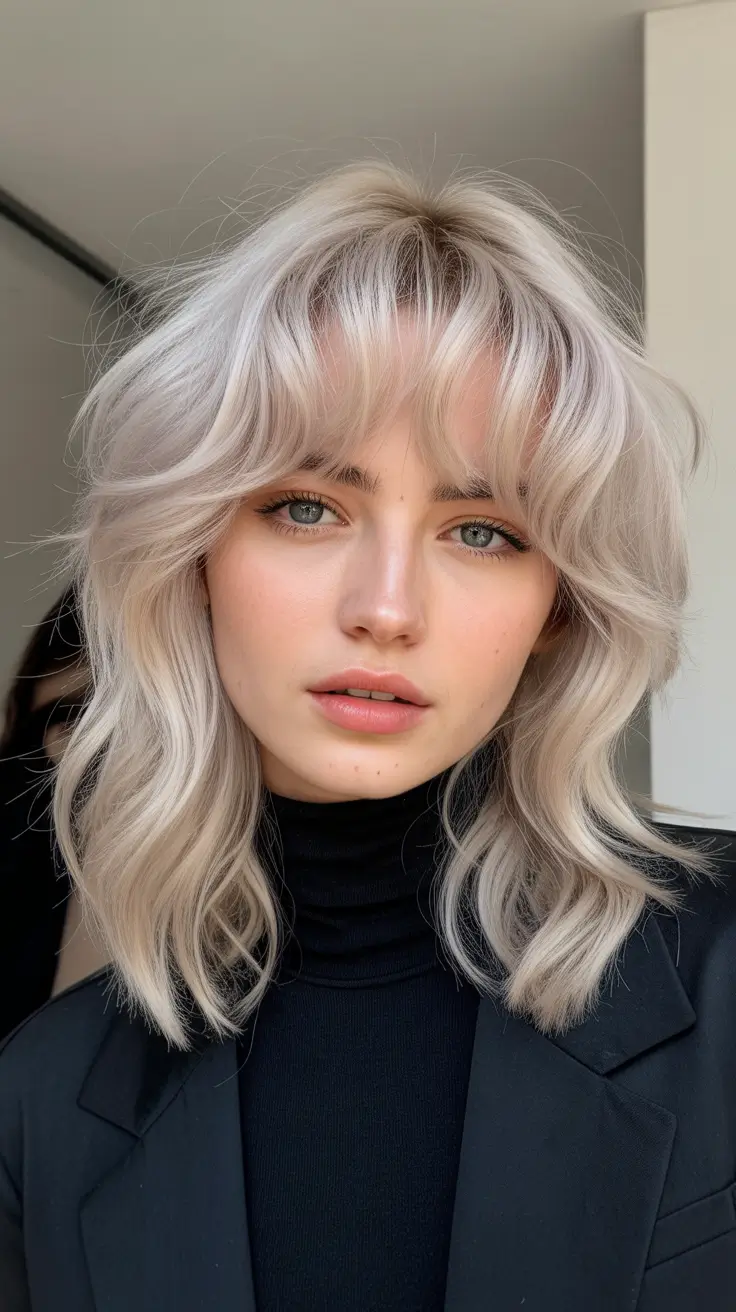 wolf haircut for long hair Frosted Cream Elegance