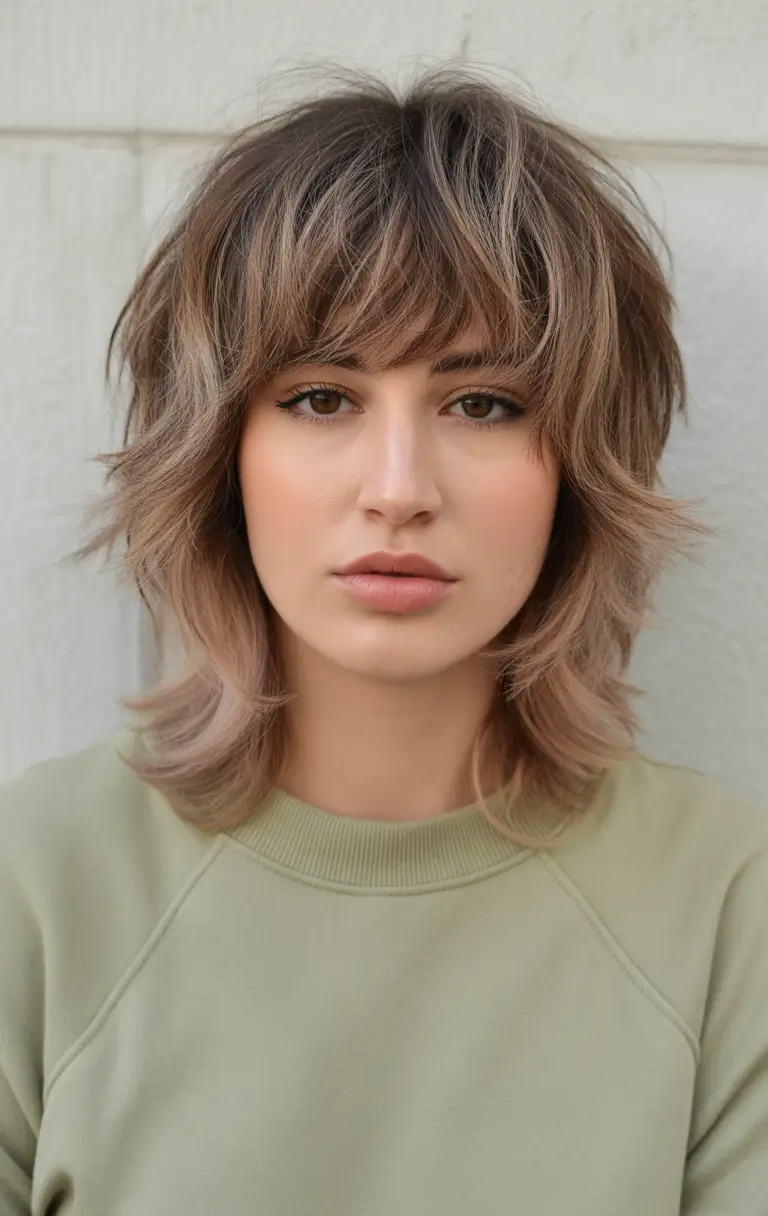 wolf haircut medium Honey-Toned Balance