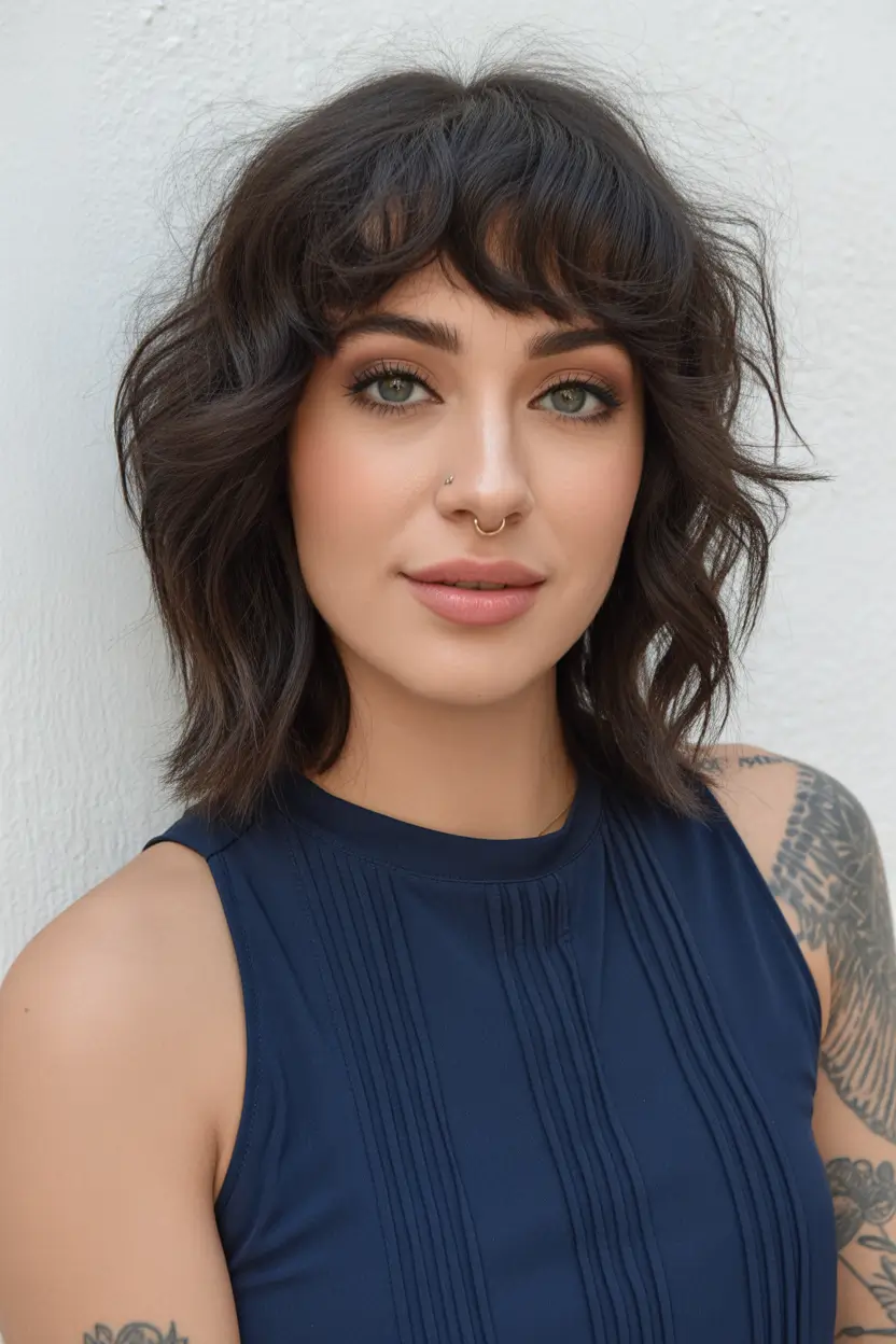 wolf haircut medium length Soft Espresso Movement