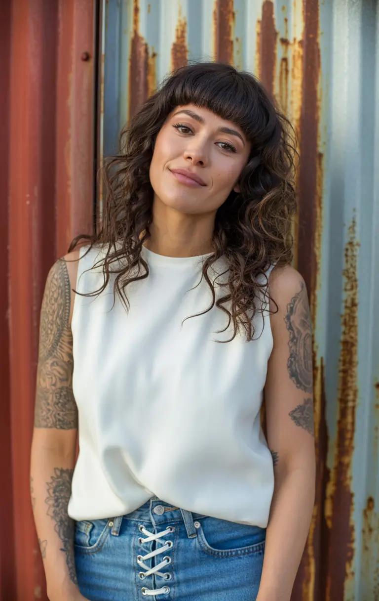 wolf haircut woman Curly Retro Volume