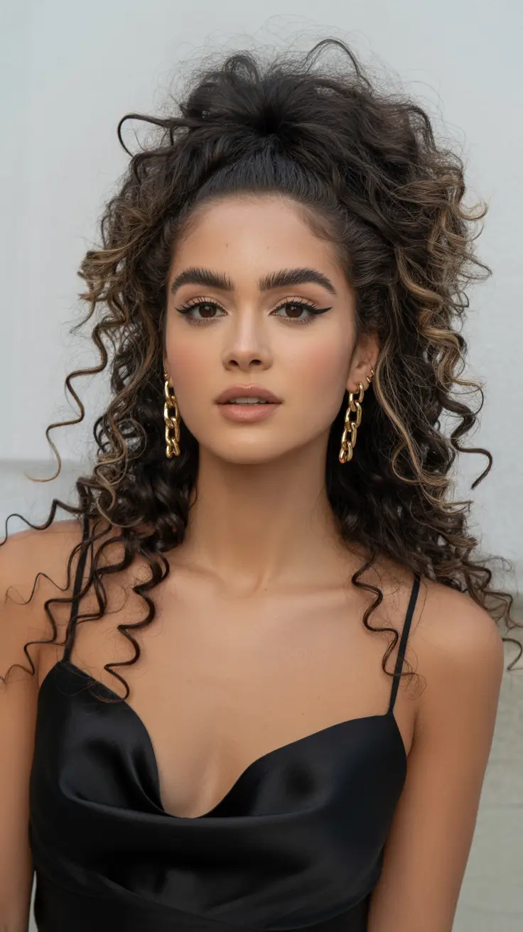 Chic half up half down looks 2026 - High Curly Pony With Bold Spring Texture
