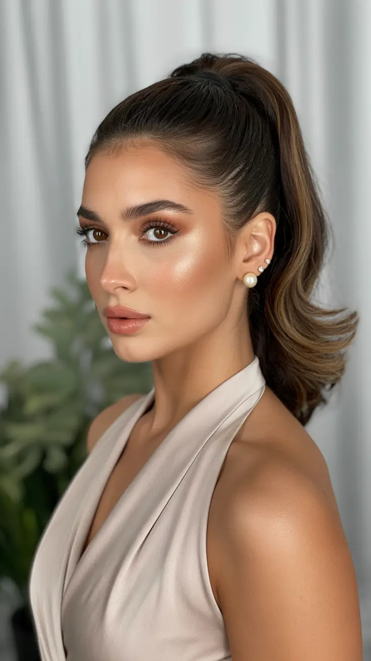 Chic half up half down looks 2026 - Glossy Luxe Pony With Sculpted Lift