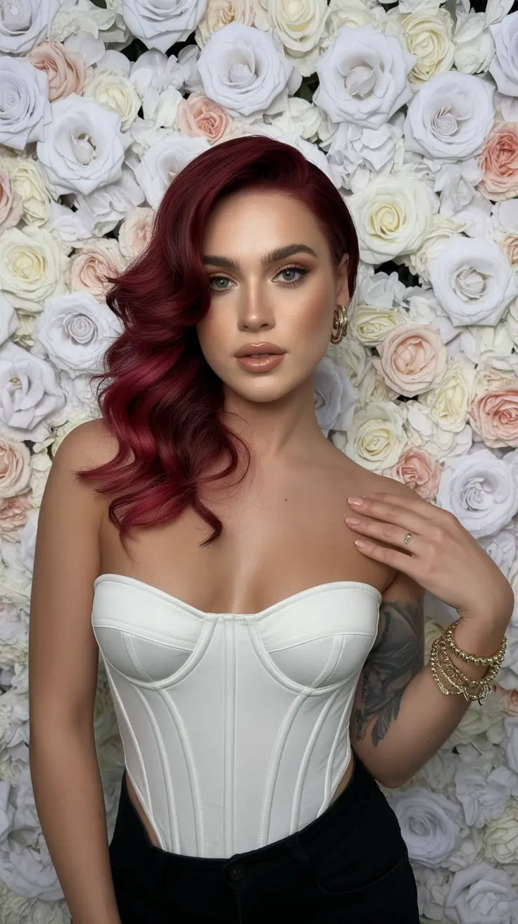 Chic side part hairstyles 2026 Deep side part with glossy waves