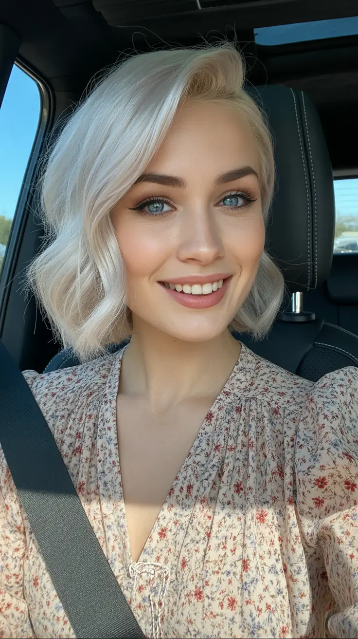 Chic side part hairstyles 2026 Platinum bob side part