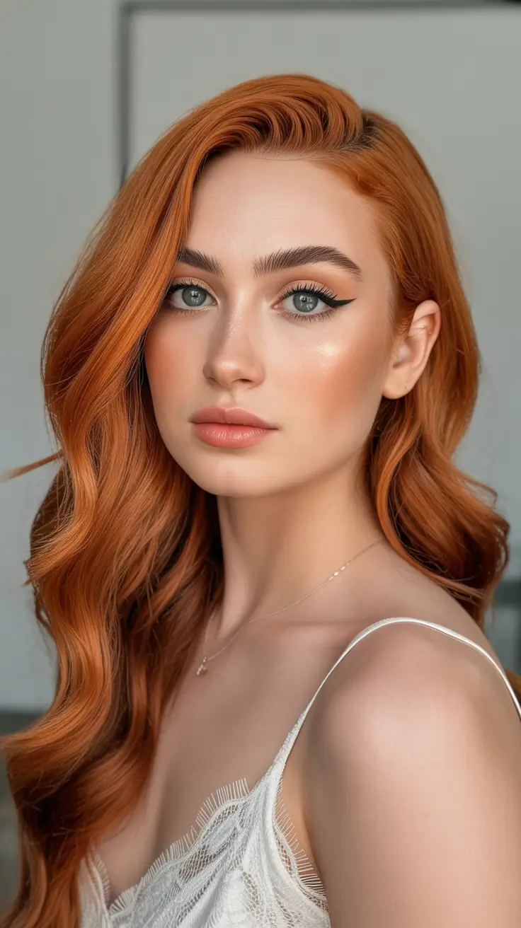 Chic side part hairstyles 2026 Soft copper side part