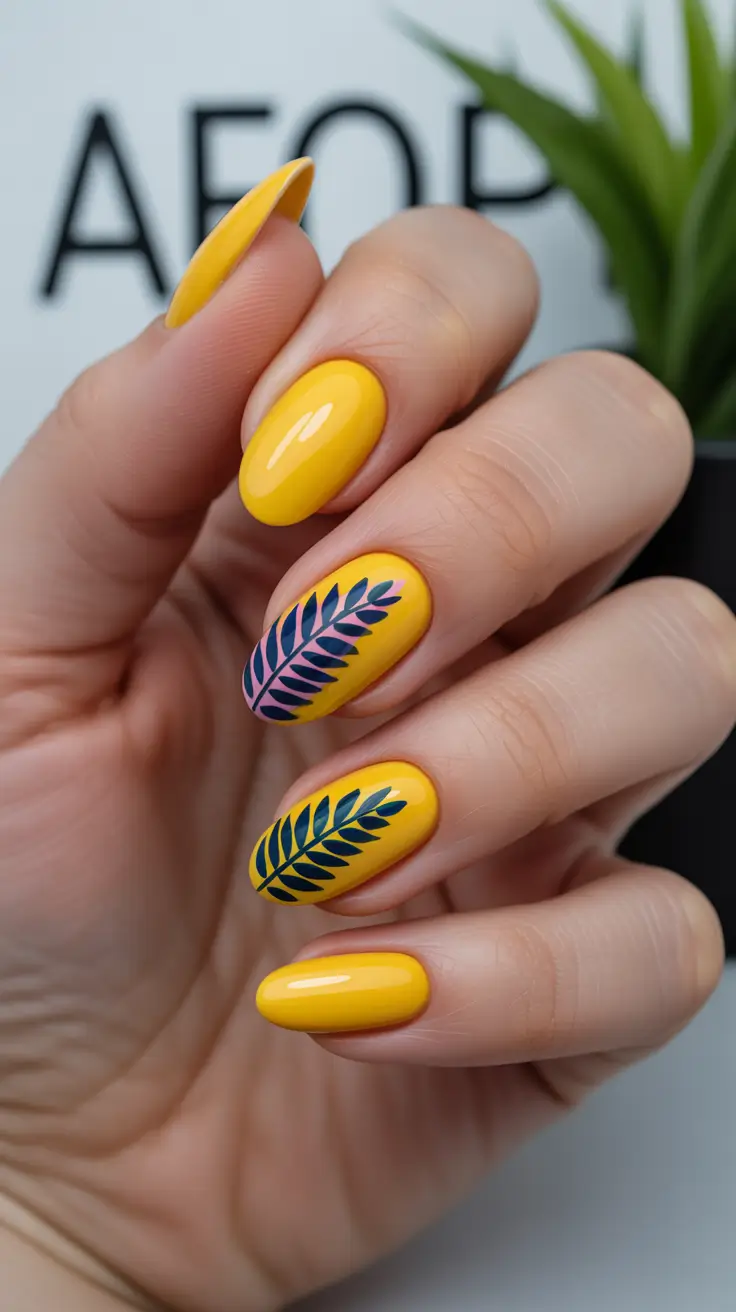creative nail designs 2026 Sunny Botanical Energy