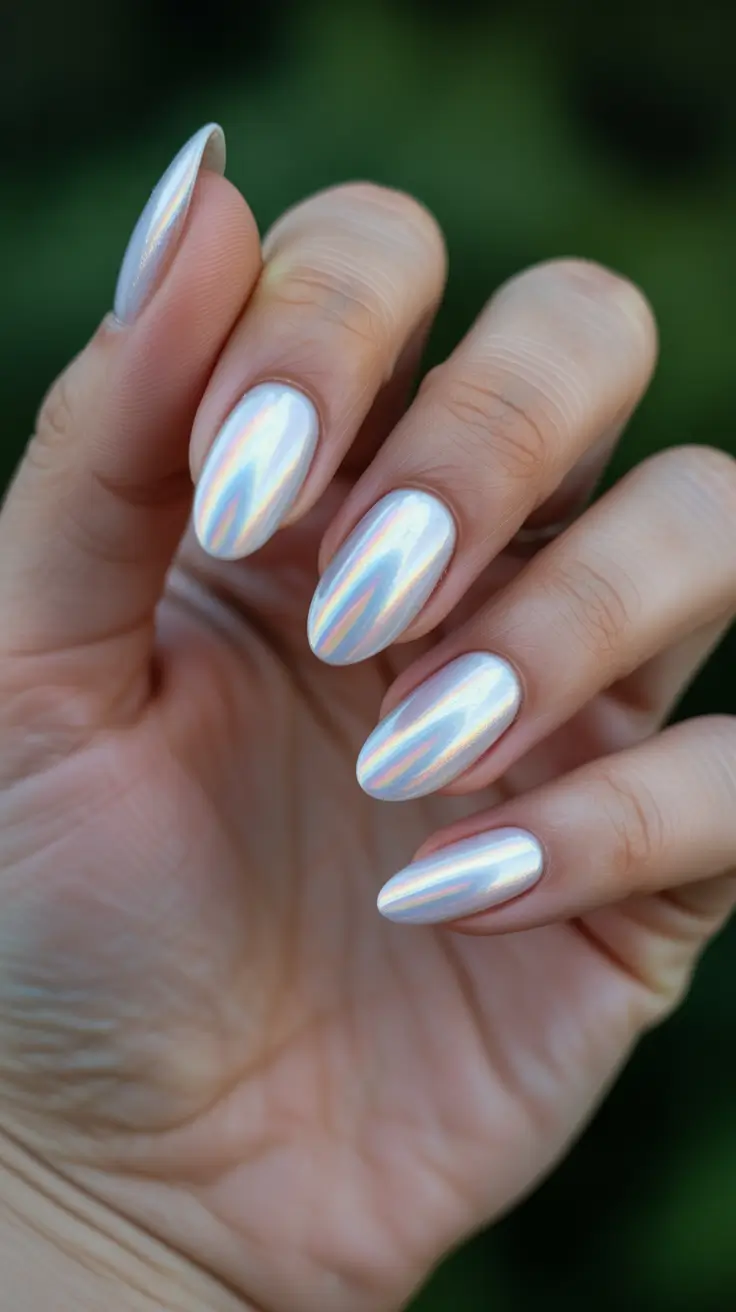 creative nail designs 2026 Pearl Chrome Radiance