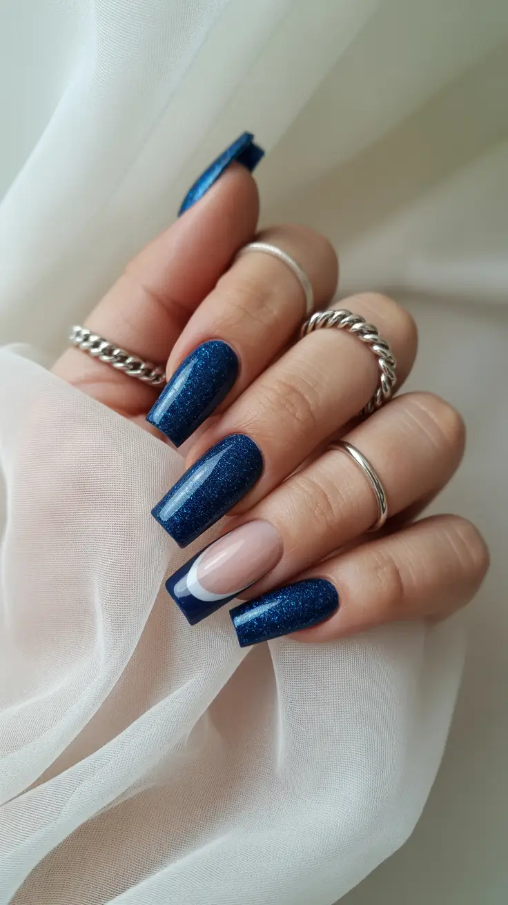creative nail designs 2026 Midnight French Curve