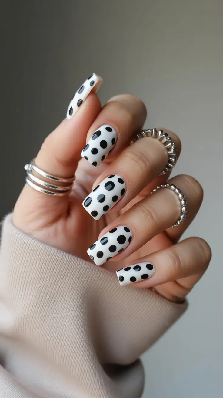 creative nail designs 2026 Polka Dot Minimal Chic