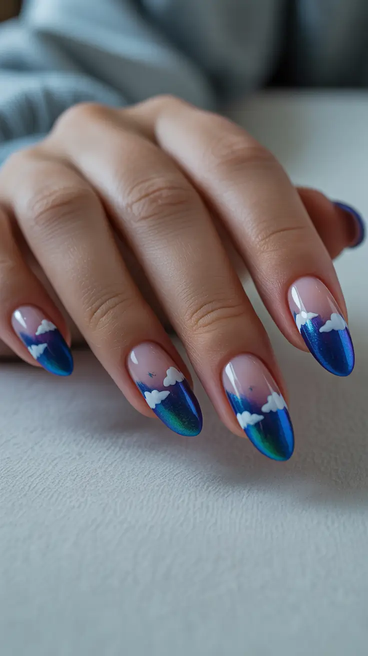 creative nail designs 2026 Skyline Ombre Glow