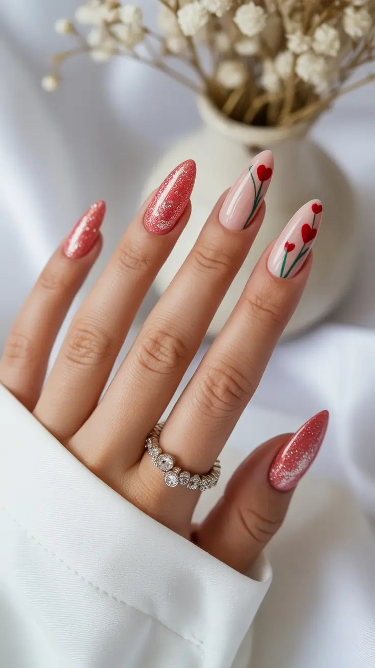creative nail designs 2026 Hearts in Bloom