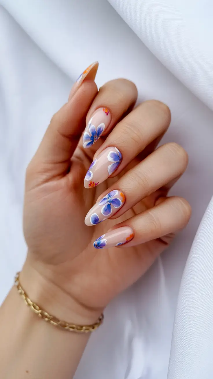 creative nail designs 2026 Soft Petals in Motion