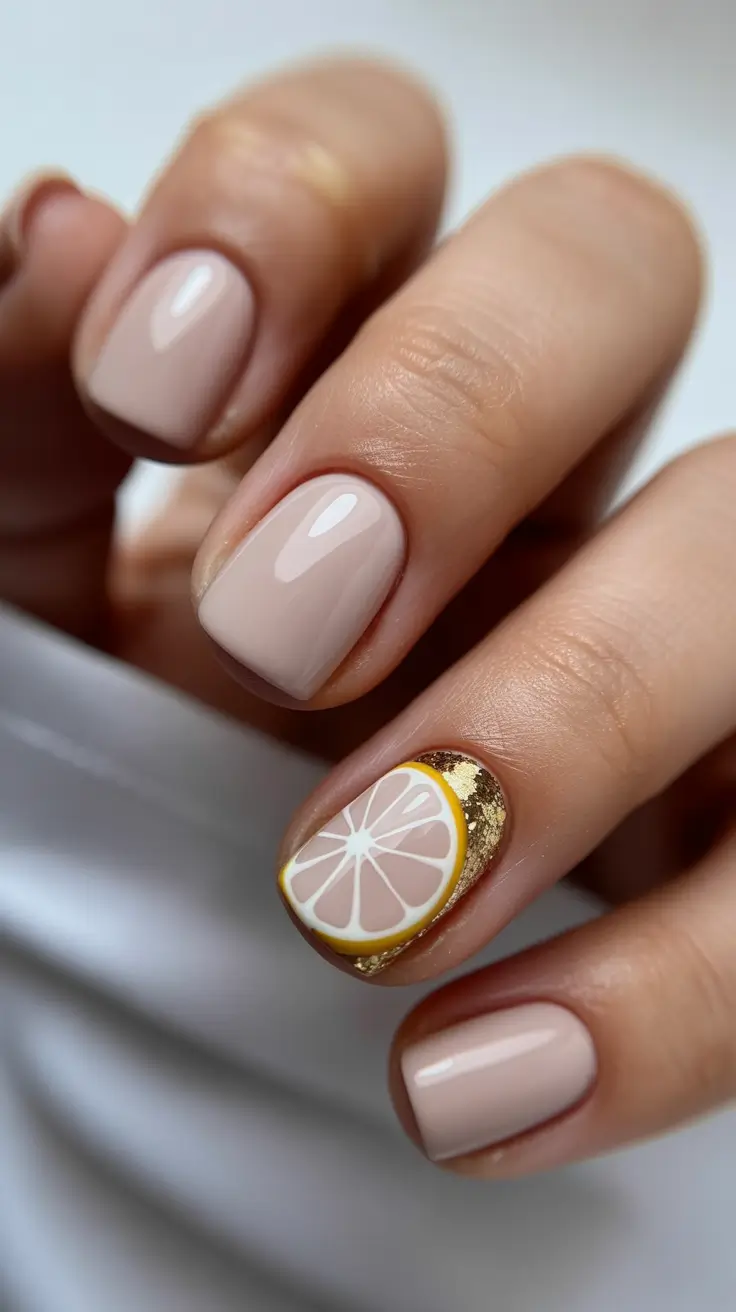 creative nail designs 2026 Golden Citrus Softness