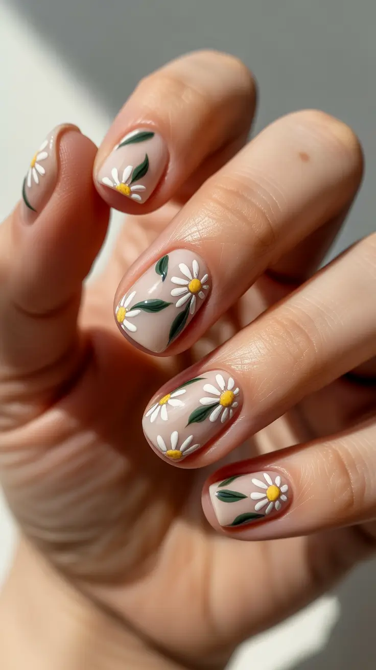 creative nail designs 2026 Daisy Fresh Minimalism