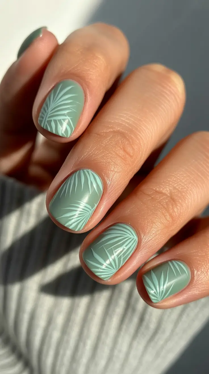 creative nail designs 2026 Modern Palm Silhouette