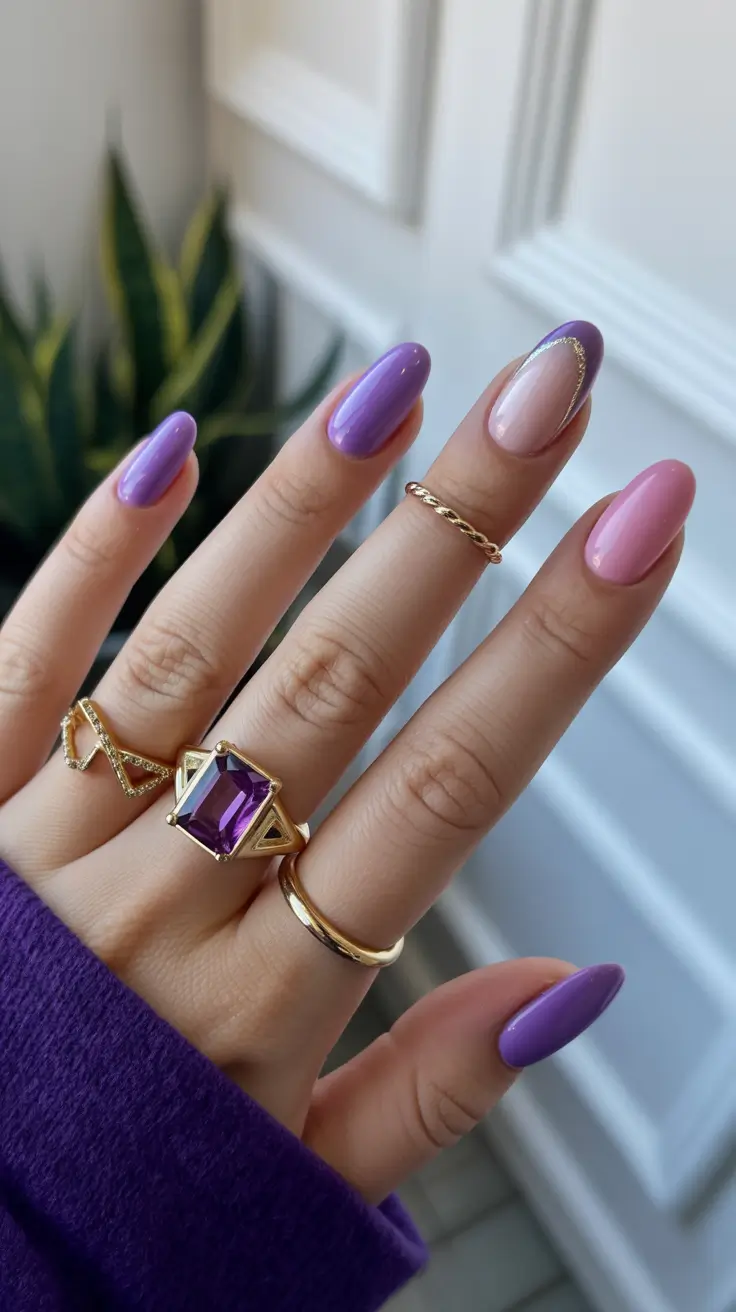 creative nail designs 2026 Lavender Aura Shift