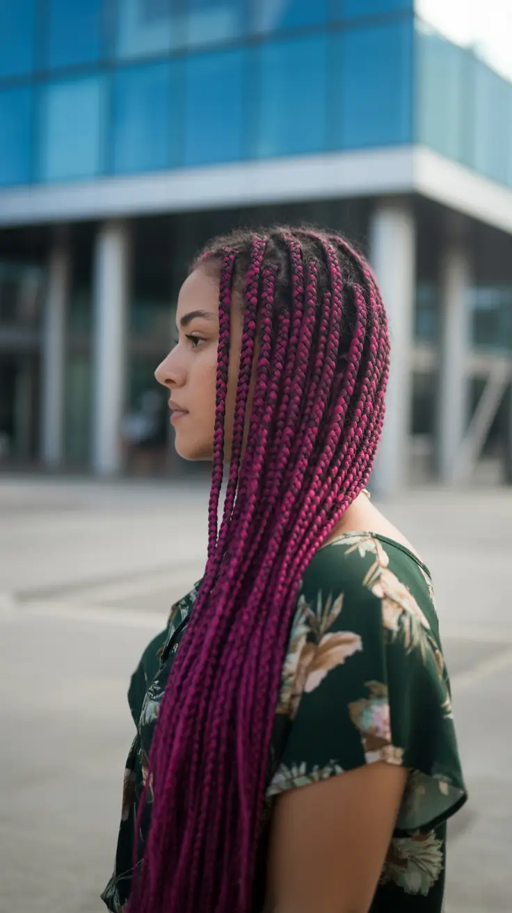 Easy braided hairstyles 2026 Vivid Magenta Boho Knotless Braids
