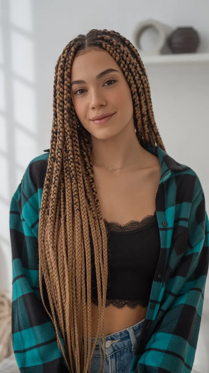 Easy braided hairstyles 2026 Soft Brown Box Braids with Volume