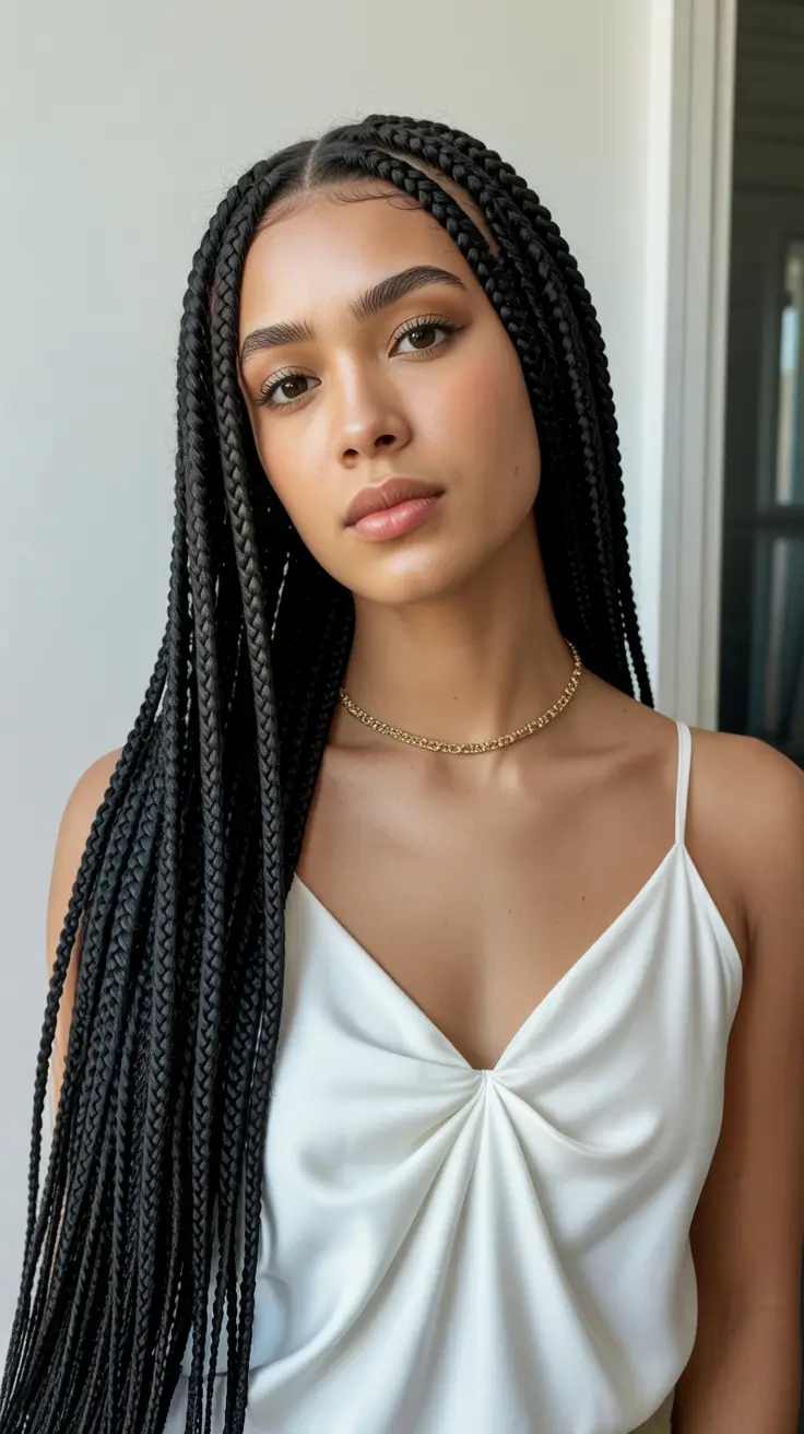 Easy braided hairstyles 2026 Jet Black Goddess Braids
