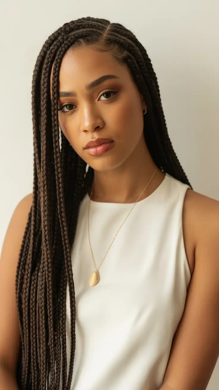 Easy braided hairstyles 2026 Chocolate Brown African Braids
