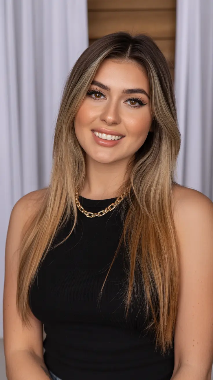 Hairstyles for long hair 2026 Soft Straight Long Layers With Warm Honey Dimension