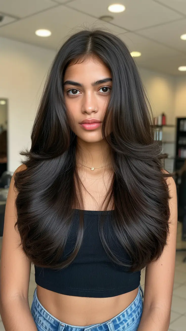 Hairstyles for long hair 2026 Feathered Layered Blowout With Soft Volume