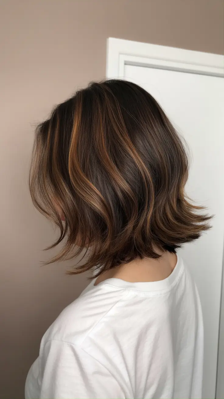Latest hairstyle inspiration 2026 Chestnut Bob With Caramel Highlights