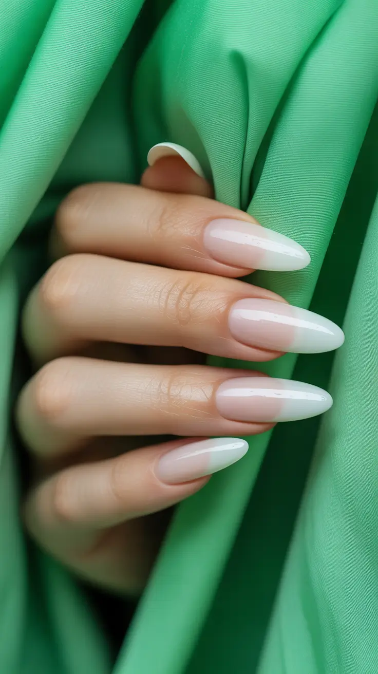 milky white nail designs 2026 Long Tapered French With Satin Milky Tips