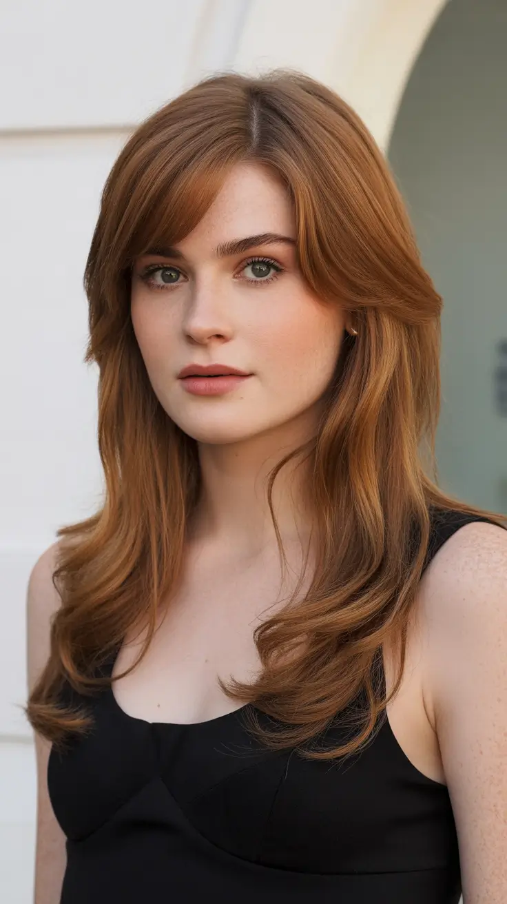 Modern Haircut Ideas for Round Face 2026 Classic Chestnut Mid-Length Layers