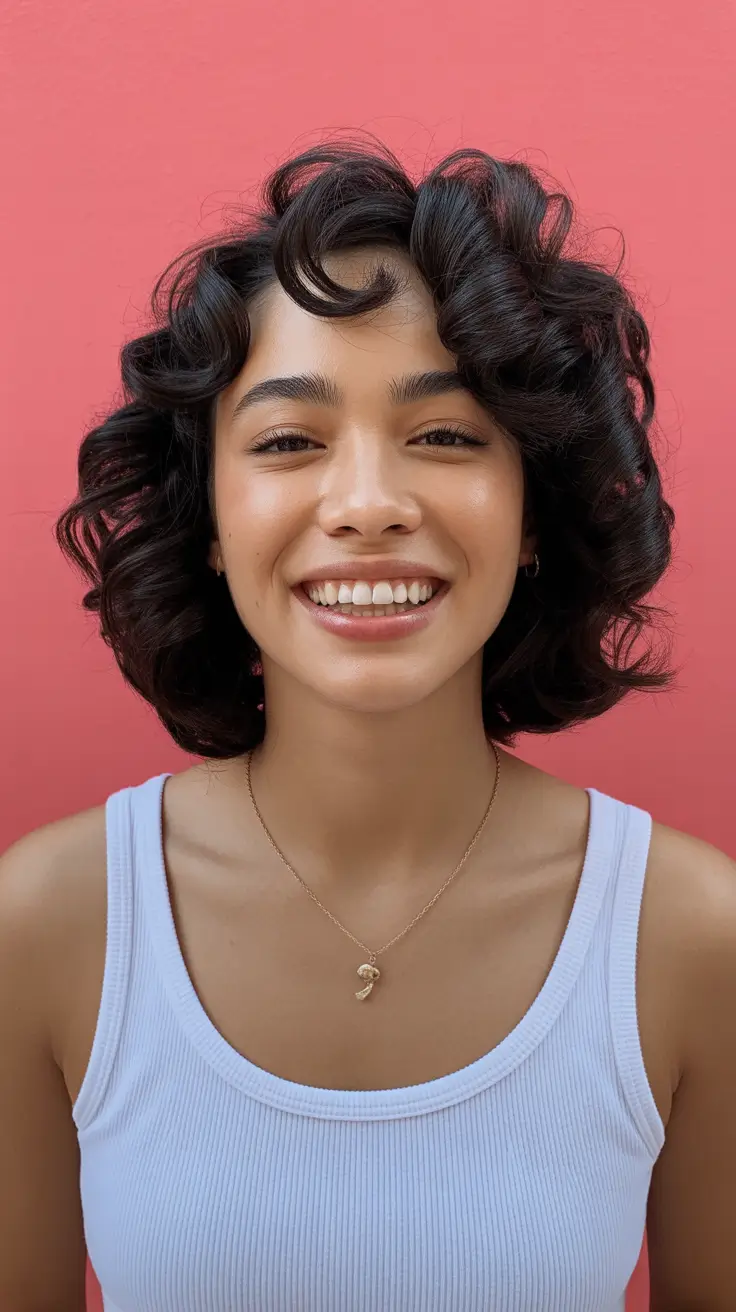 Modern haircuts for thick hair 2026 Bouncy Retro Curls with Playful Lift