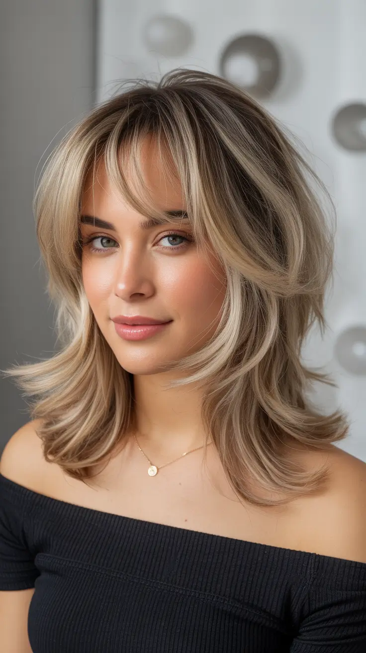 Modern haircuts for thick hair 2026 Feathered Blonde Shag with Face-Framing Layers