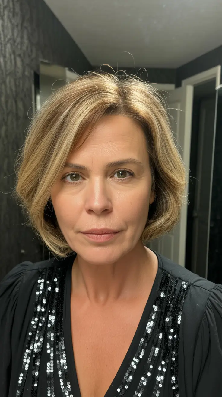 Modern haircuts for women over 40 2026 Soft Blonde Modern Bob