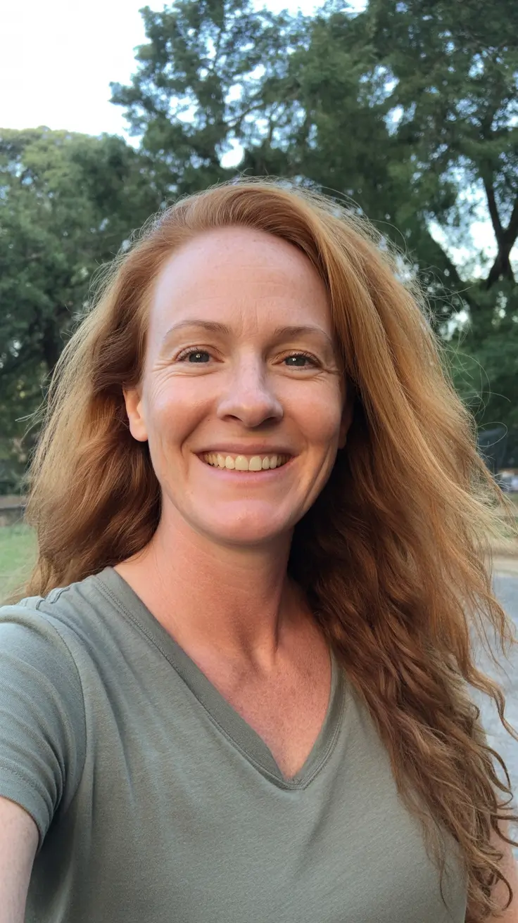 Modern haircuts for women over 40 2026 Natural Long Red Layers