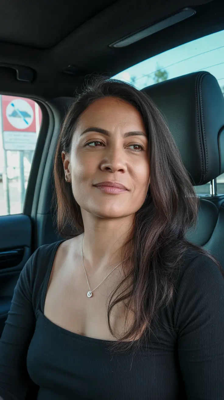 Modern haircuts for women over 40 2026 Long Sleek Layers with Side Sweep