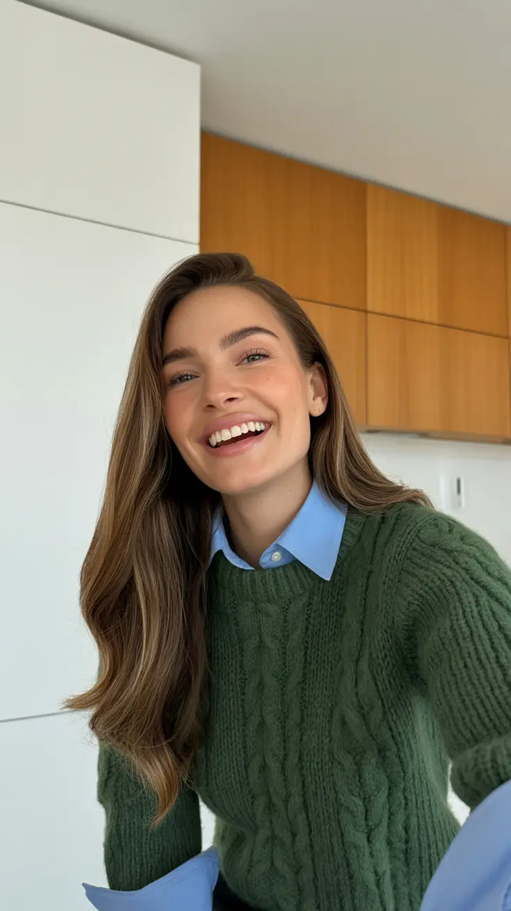 Modern haircuts for women over 40 2026 Long Layered Shine for Effortless Elegance