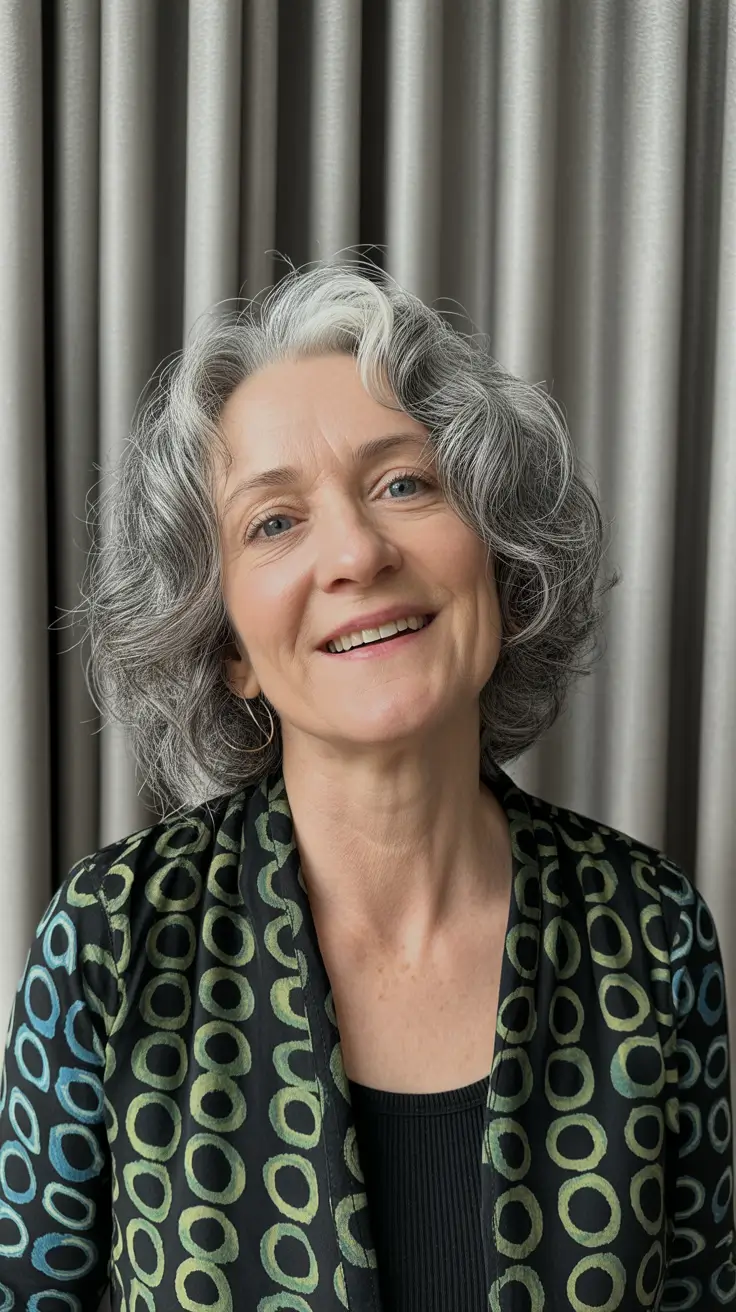 modern hairstyles for women over 60 2026 Soft Silver Layers with Natural Volume