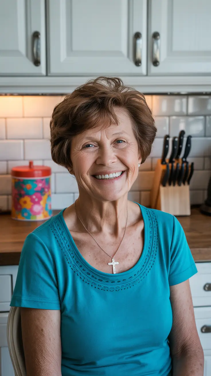 modern hairstyles for women over 60 2026 Soft Brown Medium Shag with Subtle Lift