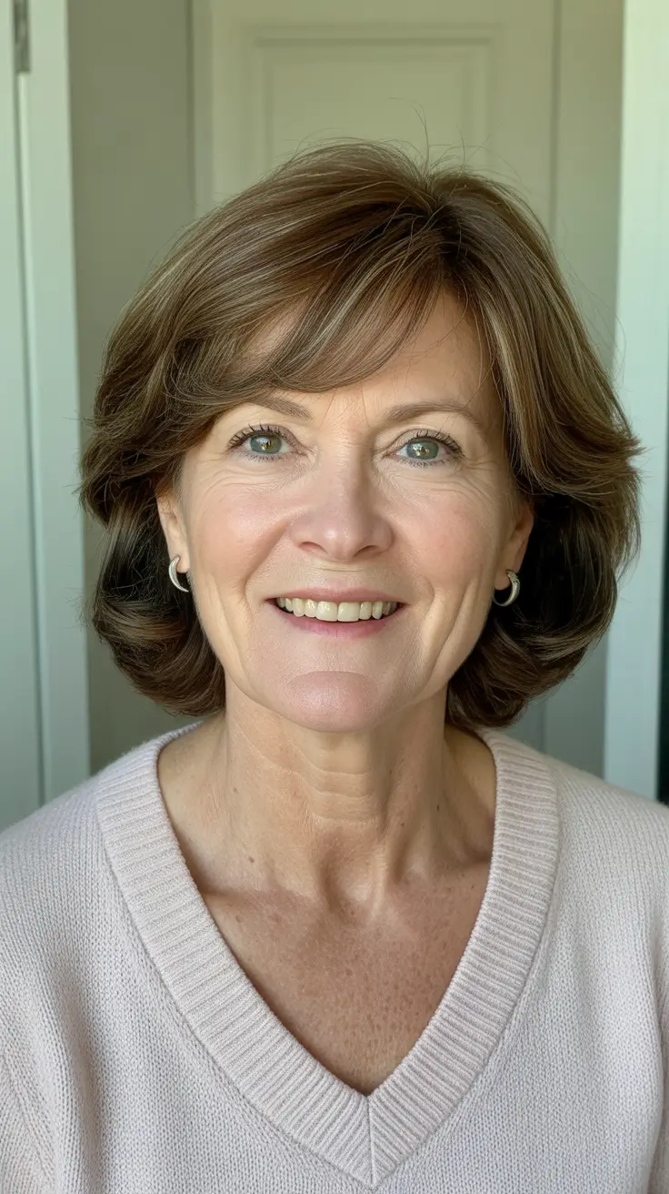 modern hairstyles for women over 60 2026 Soft Layered Medium Bob for Fine Hair