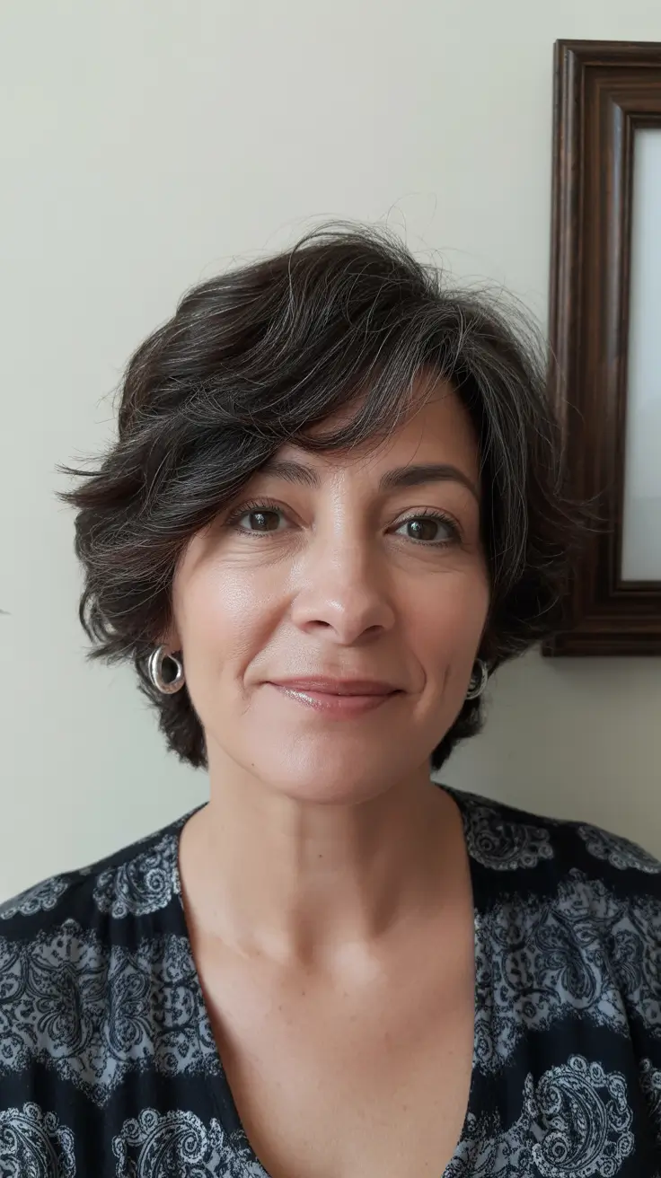 modern hairstyles for women over 60 2026 Textured Short Shag for Effortless Edge