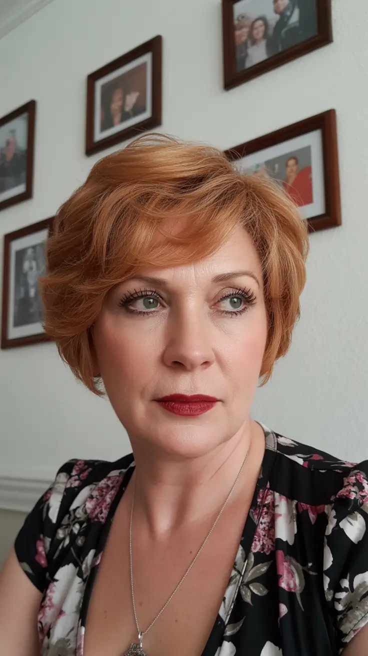 modern hairstyles for women over 60 2026 Warm Copper Short Bob with a Modern Twist