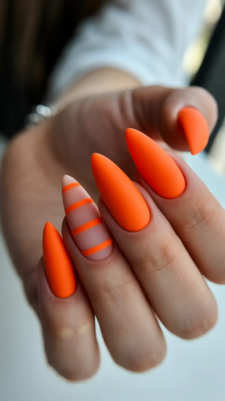 nails inspo ideas 2026 Electric Citrus Matte Almond