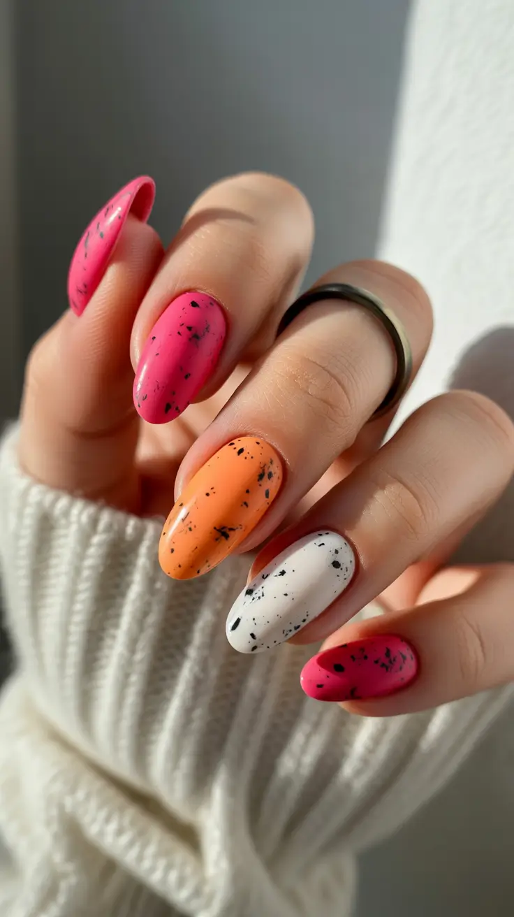 nails inspo ideas 2026 Speckled Candy Pop Mix