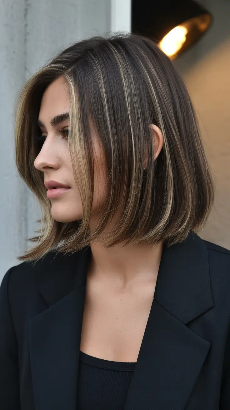 New hairstyle ideas 2026 Face-Framing Bob with Contrast Highlights