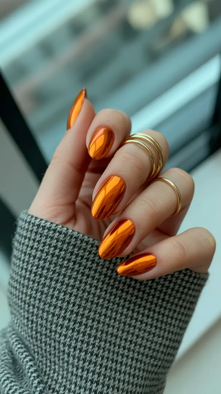 orange nail designs 2026 Molten Chrome Citrus