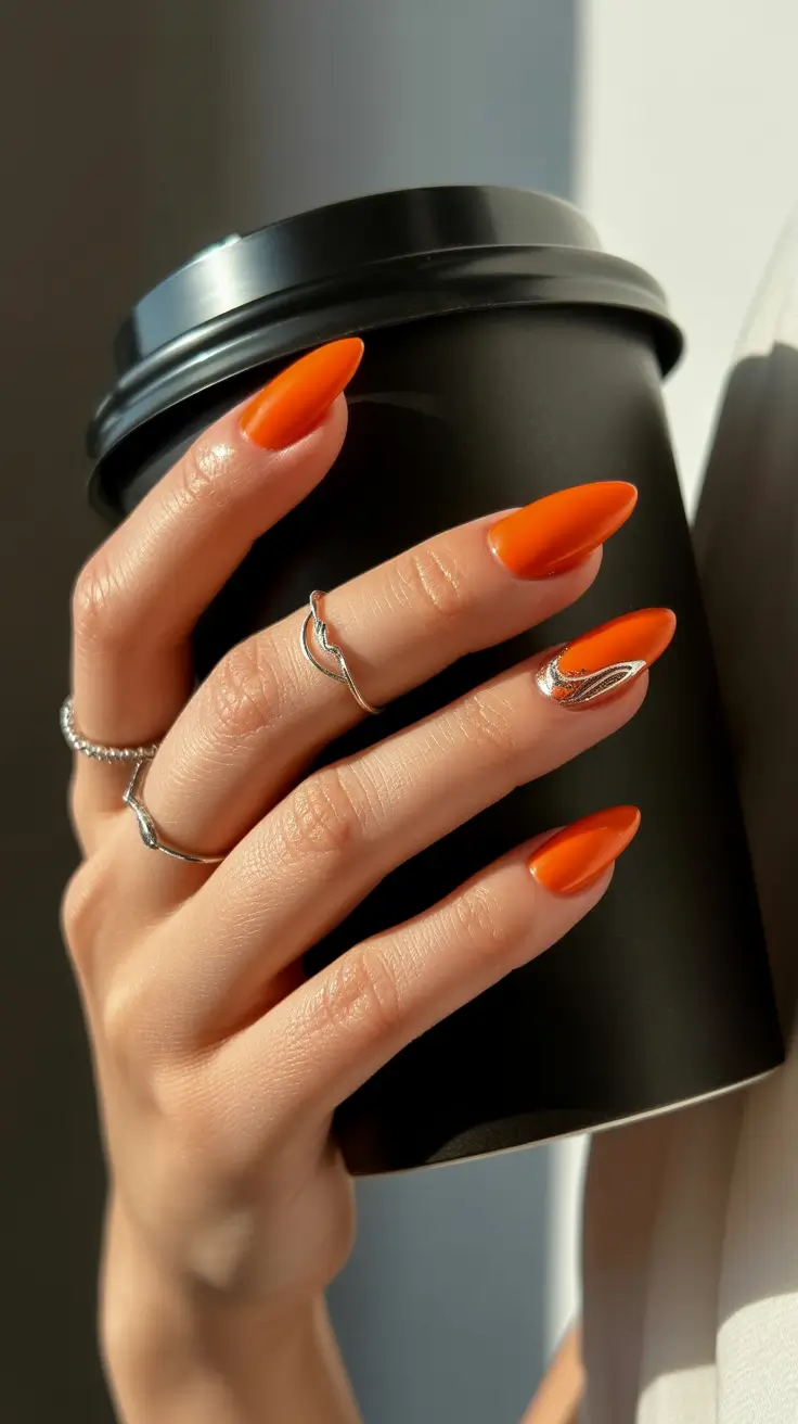 orange nail designs 2026 Bold Tangerine Morning
